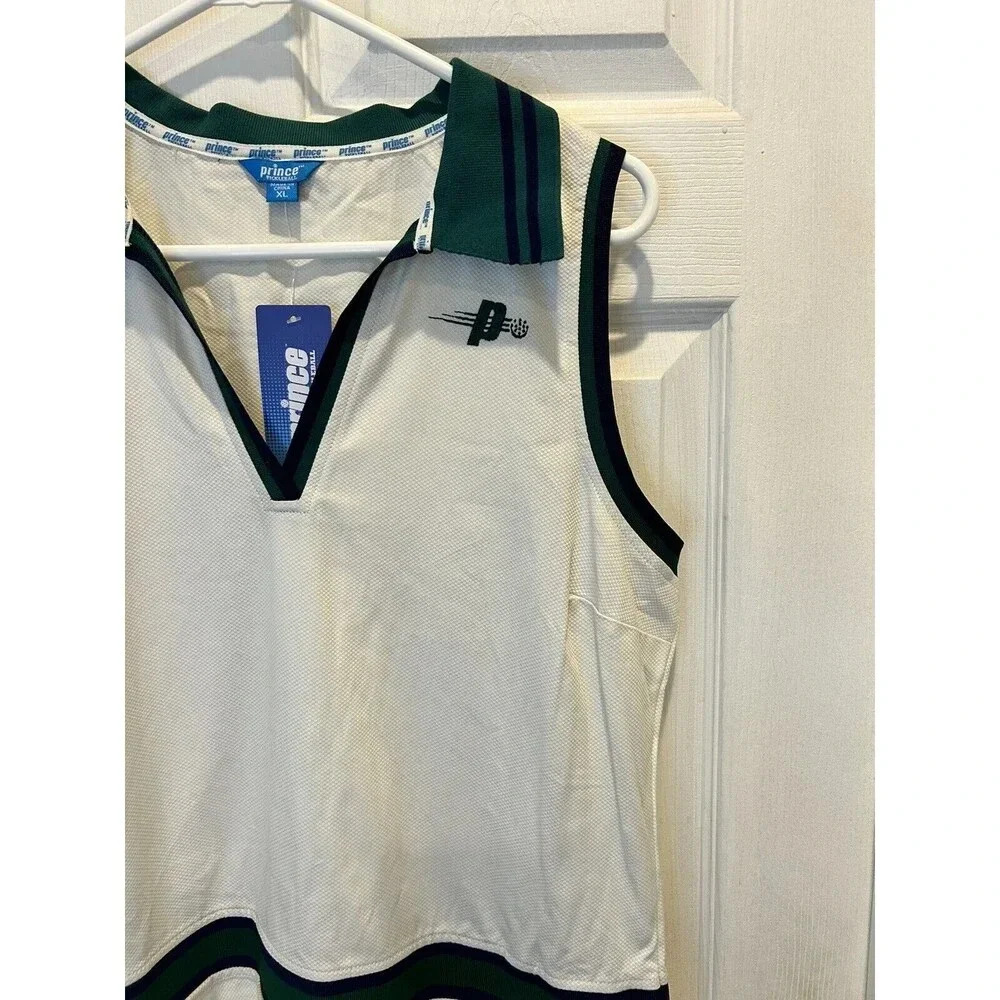 NWT Prince Pickleball Dress Women’s XL Cream Green Pleated Athletic Collared - Picture 2 of 9